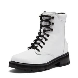 Sorel Women's Lennox Lace Waterproof Leather Combat Boots 8.5 White Winter Boots
